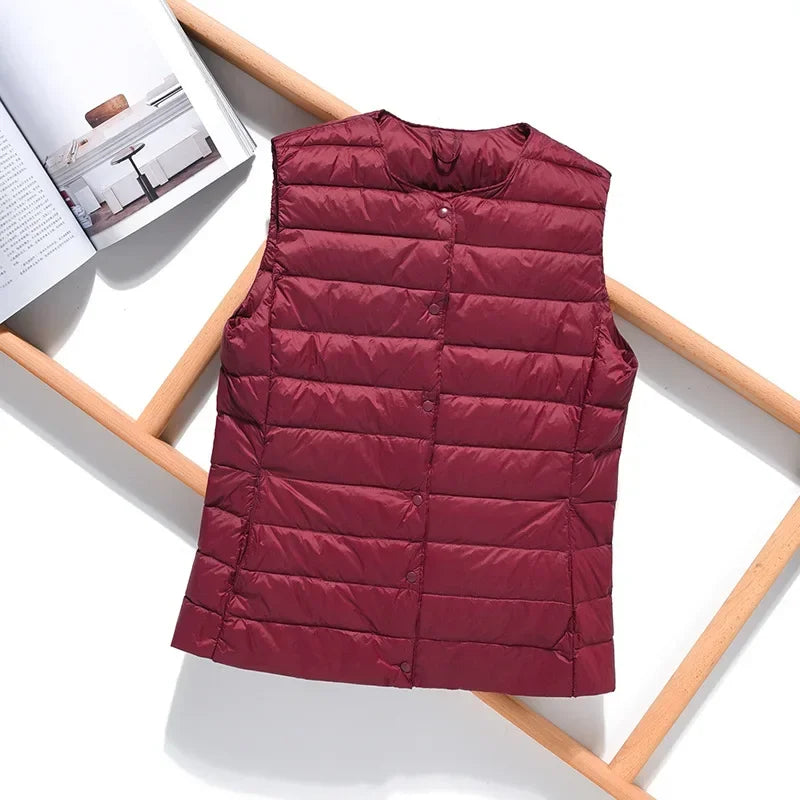 Women's fashionable duck down vest plain