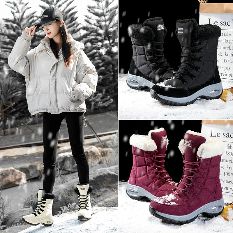 Damen Winter Schneestiefel Boots mit warmen Plüsch