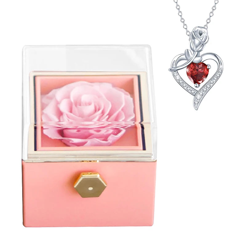 Rotierende Schmuckschatulle "Infinity Rose" mit Schmuck