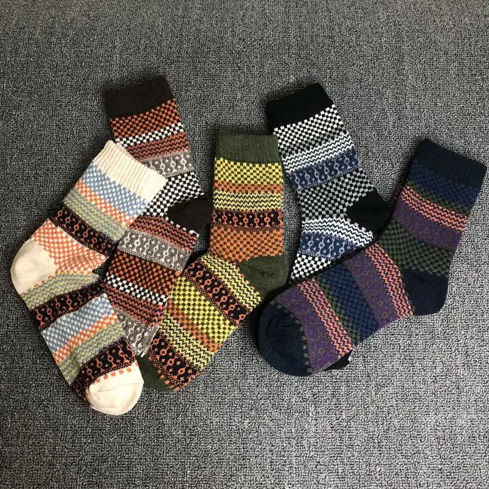 5 Paar Retro-Stil Herren Winter Socken dicke warme Komfort Baumwolle