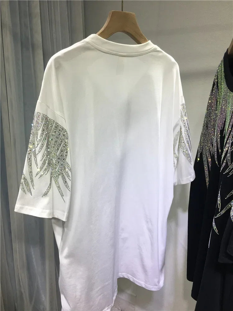 Damen Top T-Shirt mit Pailletten Print Tees, Übergröße