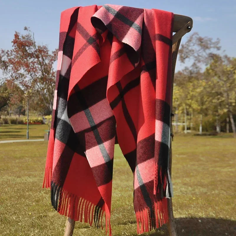 Winter Luxury Brand Tippet Scarf for Women Plaid Scarves Warm British Style 190*70cm