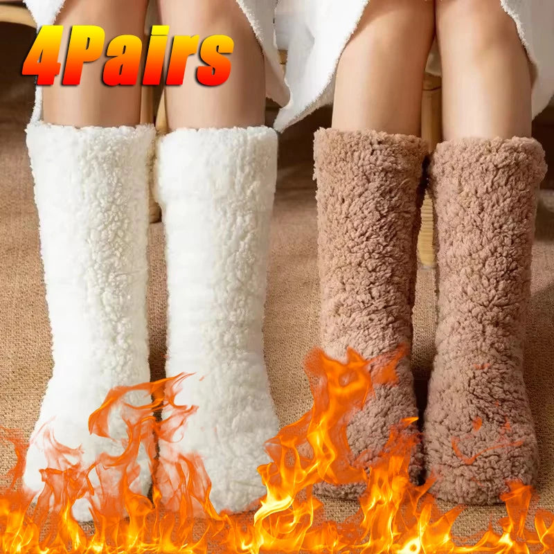 Damen dicke warme Fleece Anti-Rutsch Socken