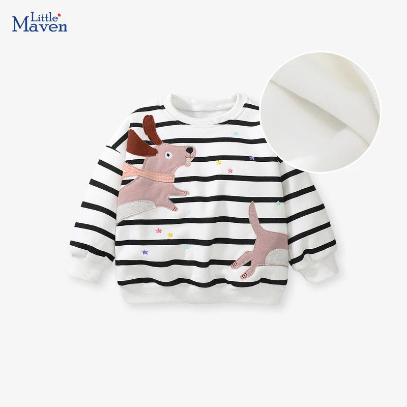 Little Maven Baby Mädchen Sweatshirt warmer Fleece Cartoon Hunde