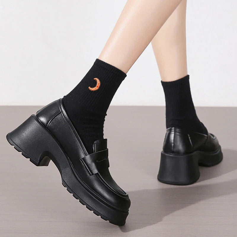 Damen Slip On Plateau Mary Jane Schuhe, japanische Jk-Uniform, Lolita-Schuhe, britischen Stil