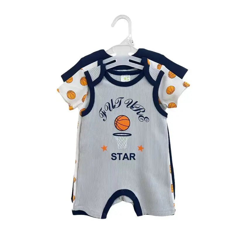 Little Maven Baby Jungen Strampler 3-teiliges Sommer Set Basketball Print