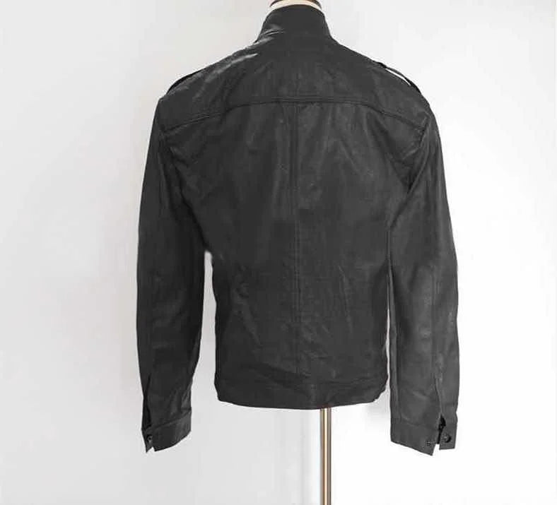 Herren Kunstleder Casual High-End-Mode Jacke mit Stehkragen