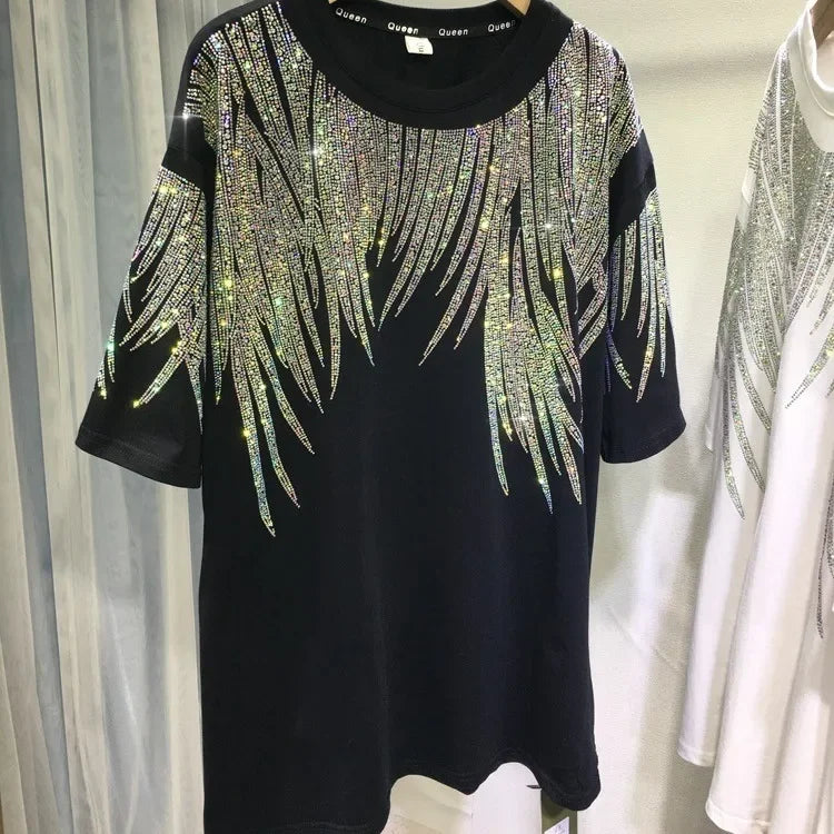 Damen Top T-Shirt mit Pailletten Print Tees