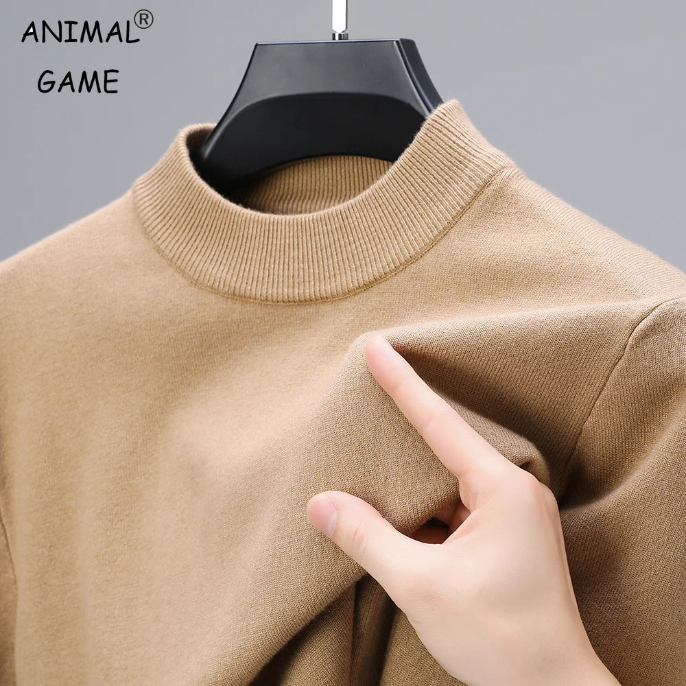 Herren Pullover Rundhalsausschnitt Mock Neck Sweatshirts einfarbig