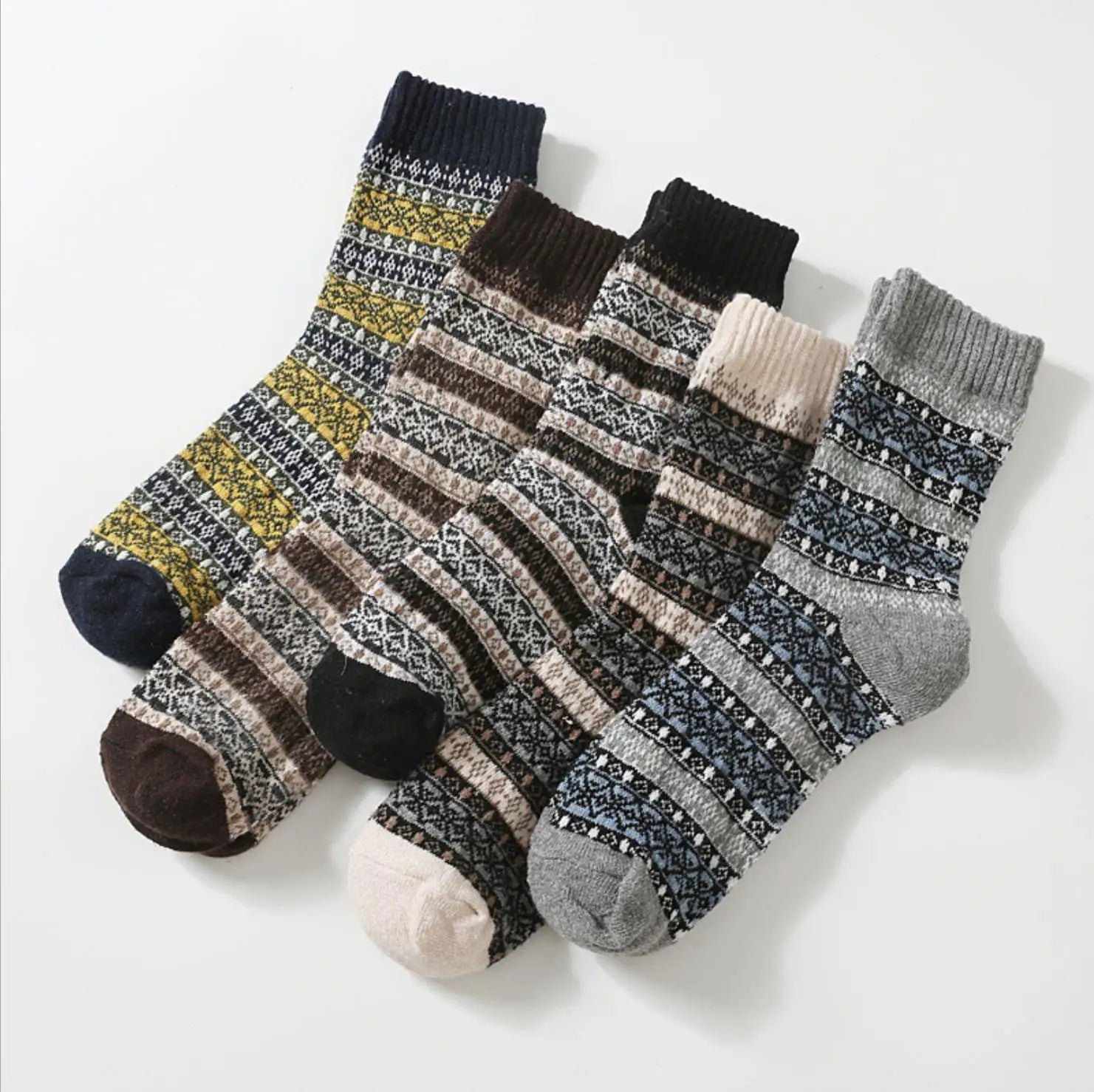 5 Paar Retro-Stil Herren Winter Socken dicke warme Komfort Baumwolle