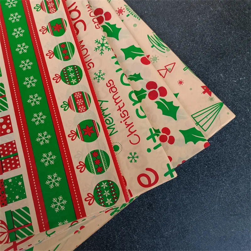 Kraft-Seidenpapier Weihnachtsmuster, mehrfarbig bedruckt