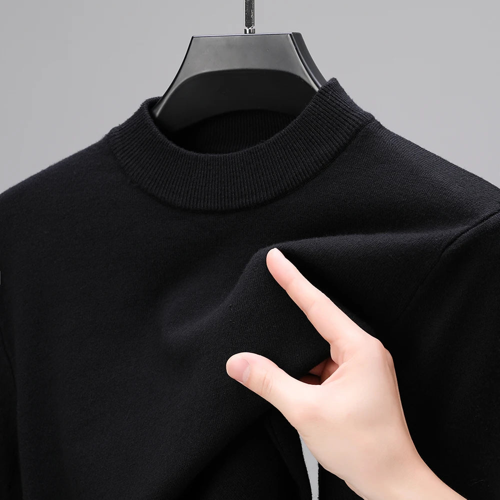 Herren Pullover Rundhalsausschnitt Mock Neck Sweatshirts einfarbig