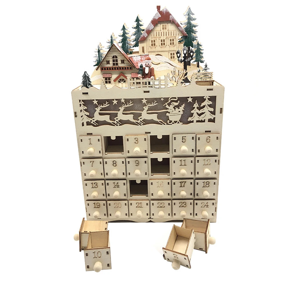 DIY Adventskalender Ornament Holz Weihnachten Rentier Dorf