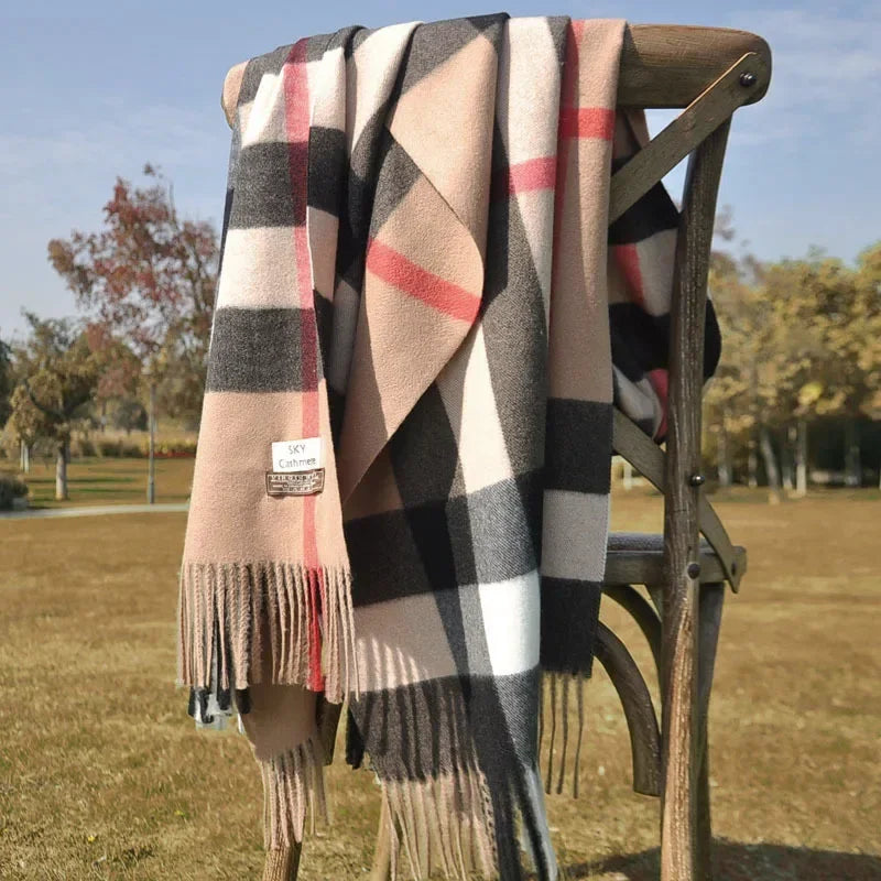 Winter Luxury Brand Tippet Scarf for Women Plaid Scarves Warm British Style 190*70cm