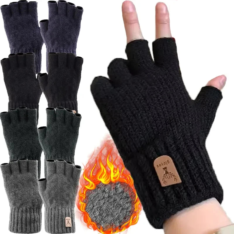Unisex warm gestrickte dicke thermische Fingerlose Handschuhe