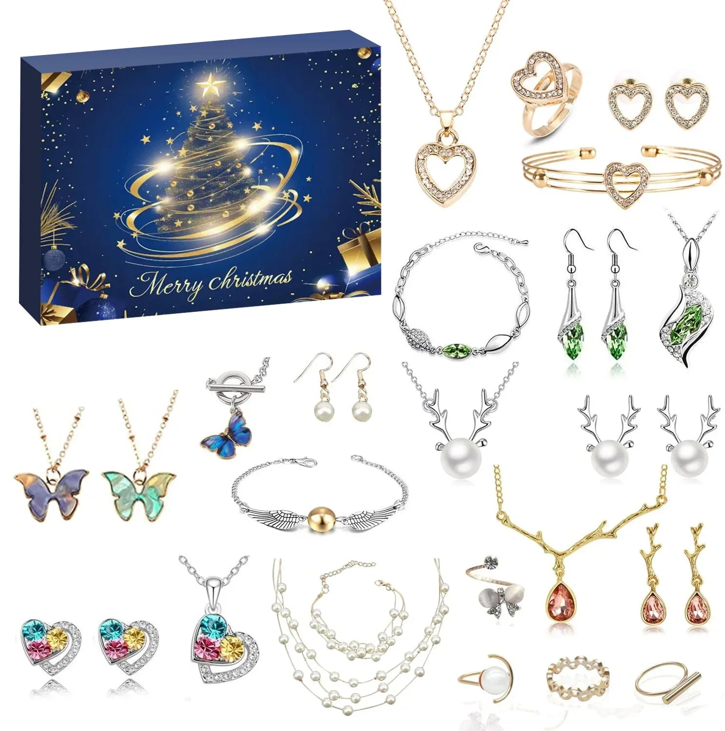 Weihnachtsschmuck Adventskalender 24-Tage-Countdown zum Weihnachtskalender Trendiges Schmuckset