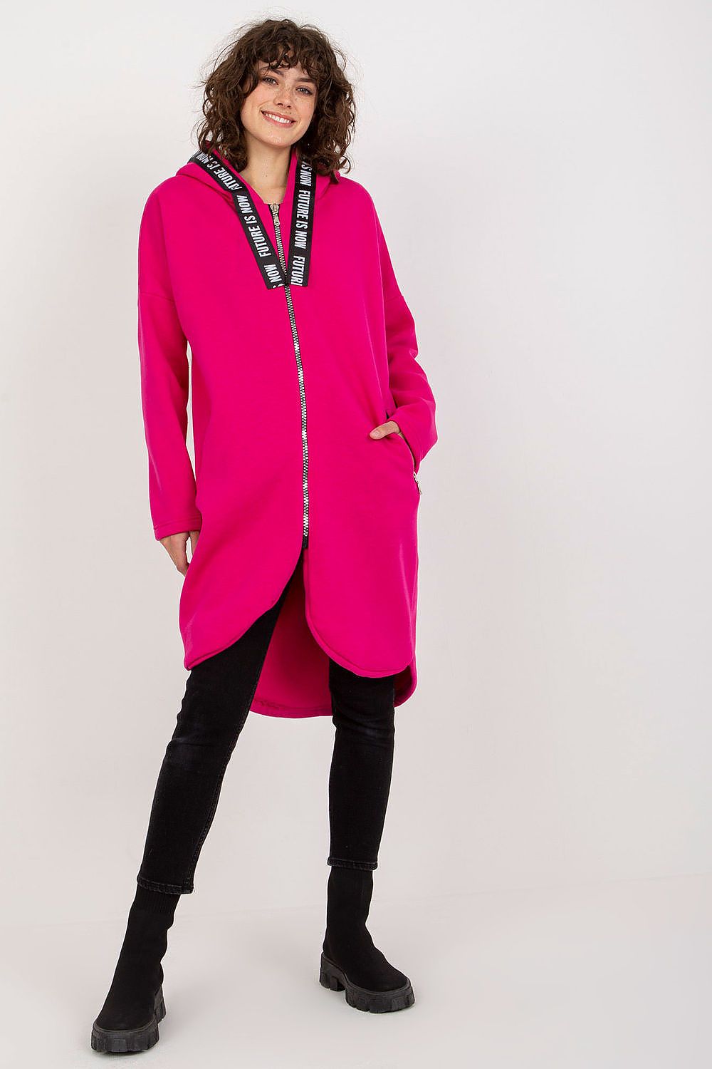 Damen Sweater Mantel pink mit Kapuze von Relevance