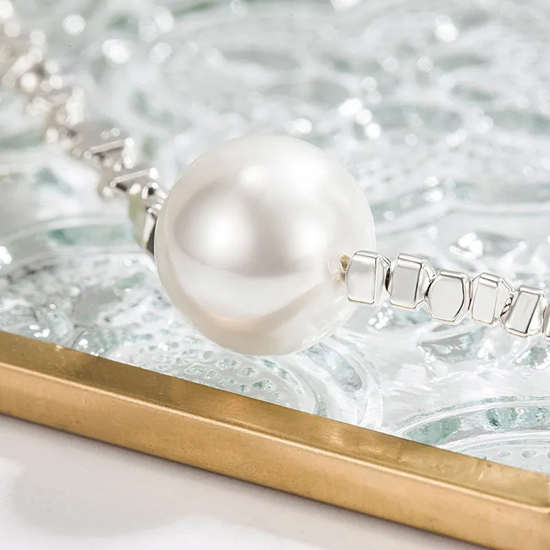 Damen Halskette mit Perle Silber