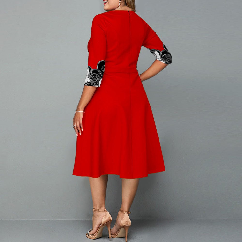Damen Elegantes Midi Kleid mit Druck - Amazing Mall
