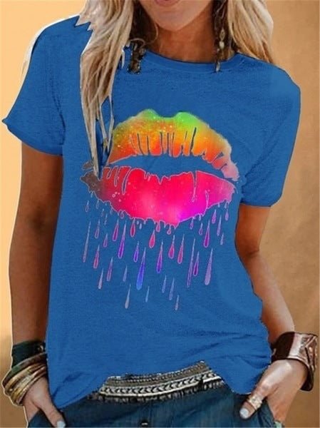 Damen T-Shirt mit Lippen Druck - Amazing Mall