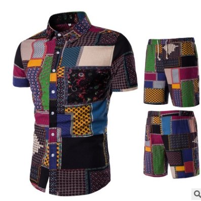 Herren Hemd kurzarm mit Shorts Anzug Set - Amazing Mall