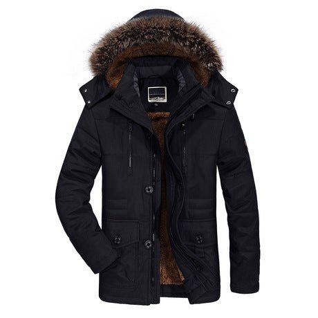 Herren Lässige Kapuzen Winterjacke mit Pelzkragen aus Kunstpelz - Amazing Mall