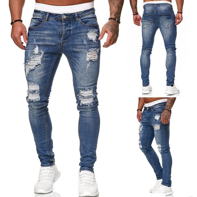Herren Schlanke Passform Zerrissene Röhrenjeans - Amazing Mall