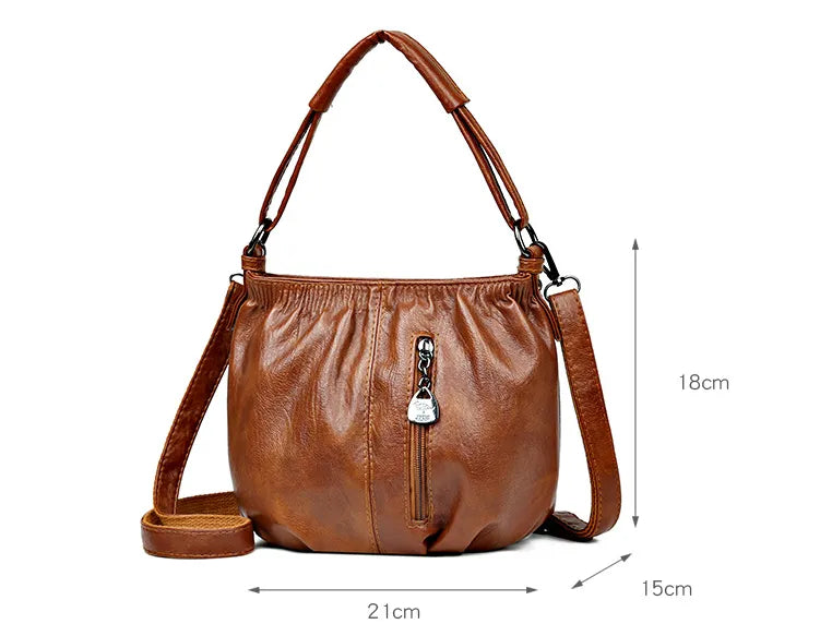 Retro Plissee Design Bucket Bag All-Match Umhängetaschen für Damen