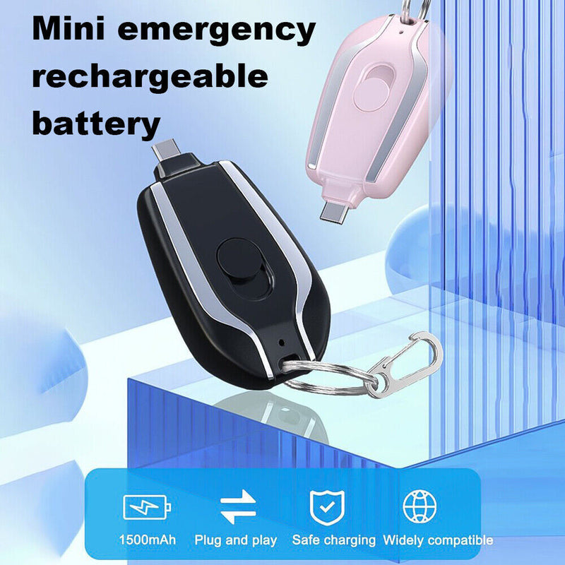 Mini Keychain Schlüsselanhänger Notfall Power Bank 1500mAh