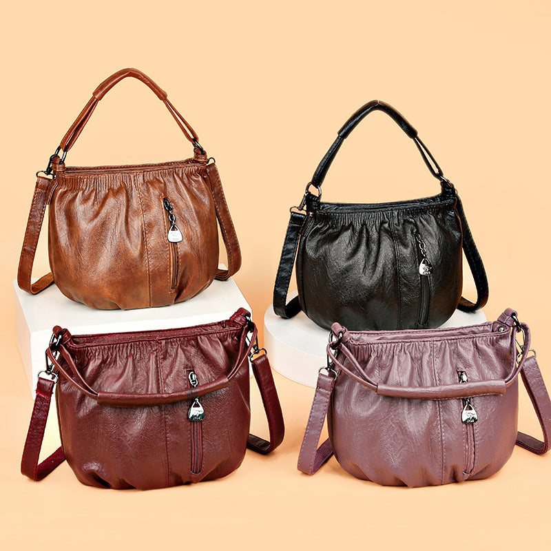 Retro Plissee Design Bucket Bag All-Match Umhängetaschen für Damen