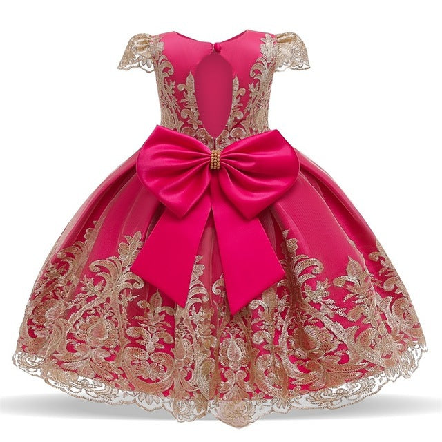 Mädchen Kurzärmliges Prinzessinnenkleid aus weicher Spitze