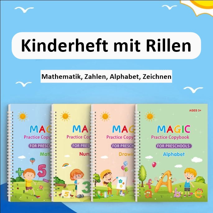 Magic Book, Vorschule Übungs Schreibheft mit hartem Stift und Rillen ENGLISCH