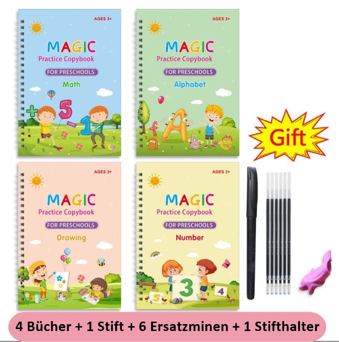 Magic Book, Vorschule Übungs Schreibheft mit hartem Stift und Rillen ENGLISCH