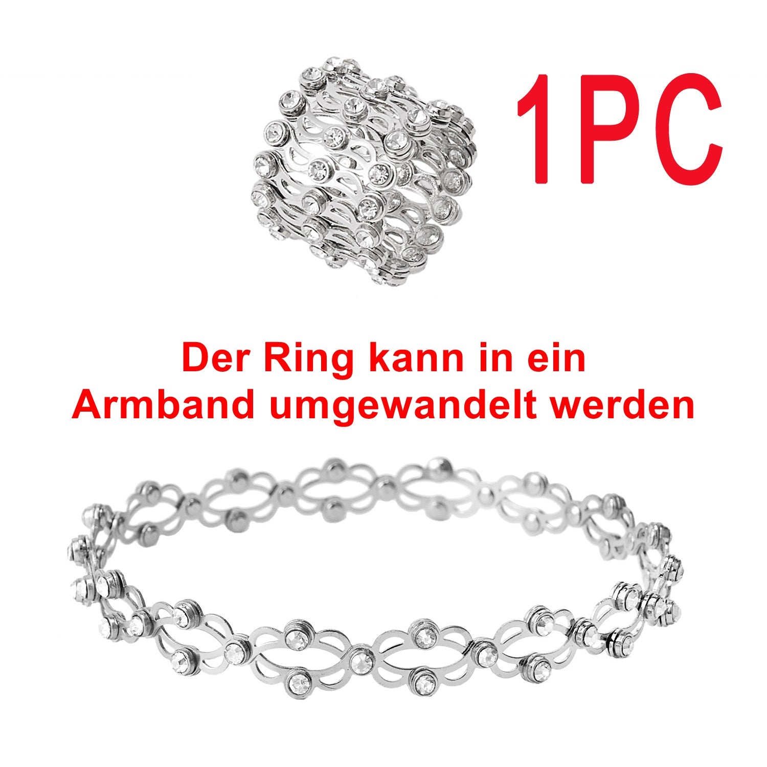 Modisches verformbares Kupferarmband mit einziehbarem Ring
