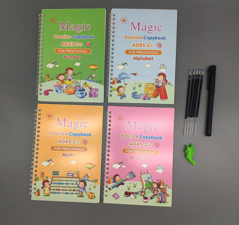 Magic Book, Vorschule Übungs Schreibheft mit hartem Stift und Rillen DEUTSCH o. ENGLISCH