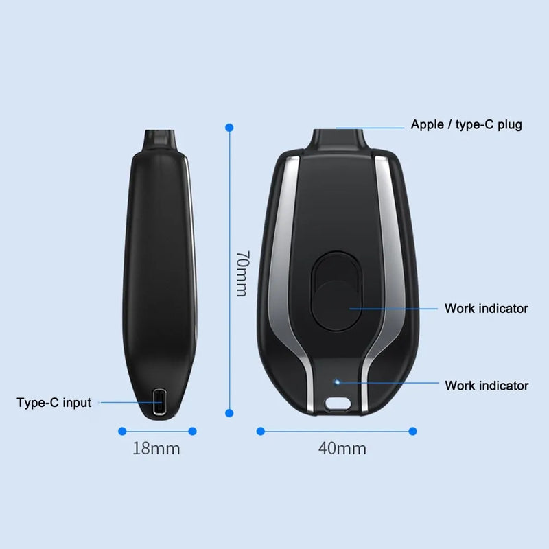 Mini Keychain Schlüsselanhänger Notfall Power Bank 1500mAh