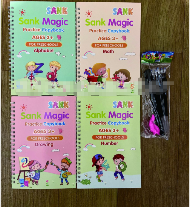 Magic Book, Vorschule Übungs Schreibheft mit hartem Stift und Rillen ENGLISCH o. SPANISCH