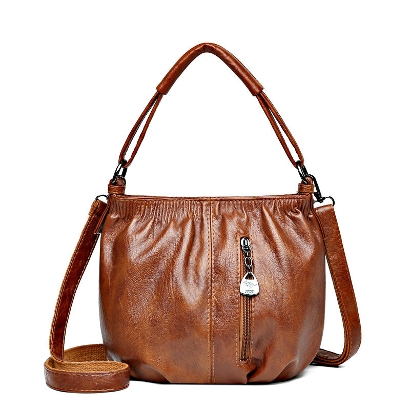 Retro Plissee Design Bucket Bag All-Match Umhängetaschen für Damen