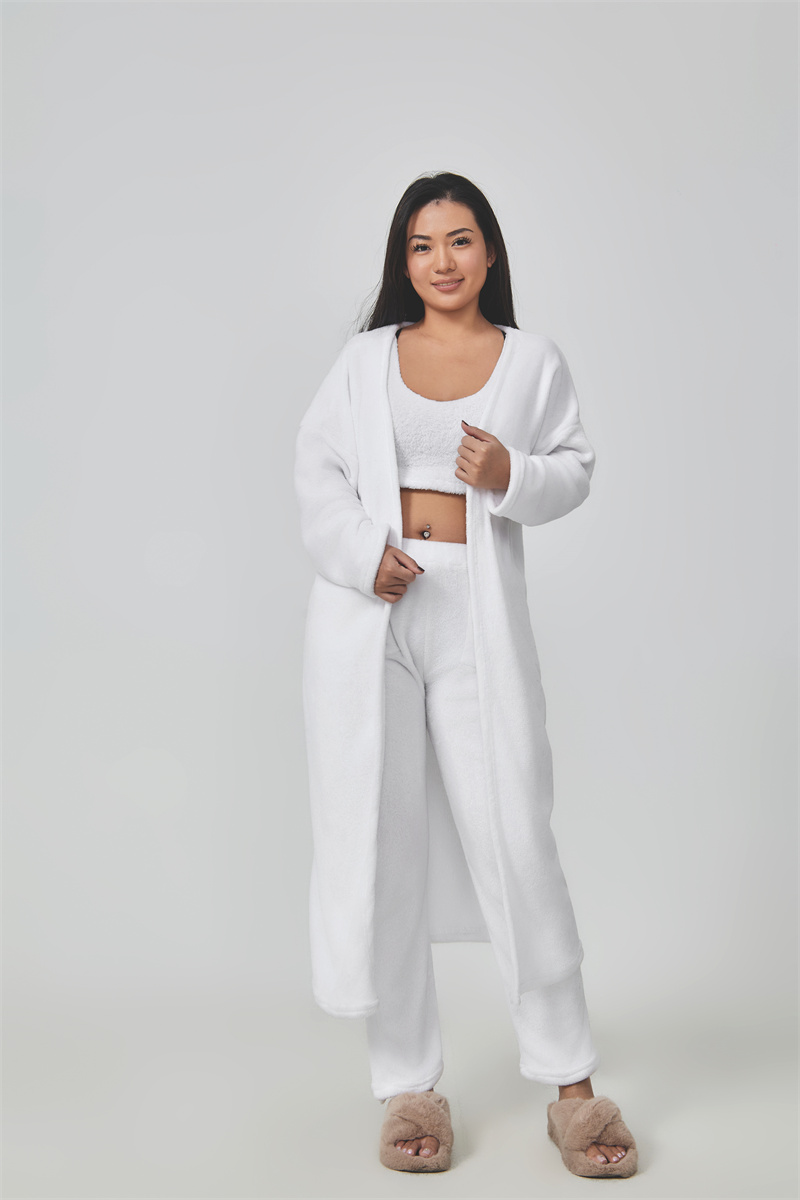 Ladies Suit Plush Set Pants, Top &amp; Coat 