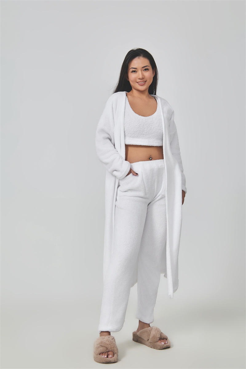 Ladies Suit Plush Set Pants, Top &amp; Coat 