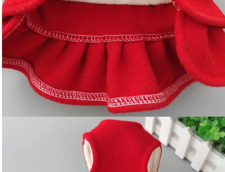 Hundebekleidung Süßes, einfarbiges rotes Kleid Weihnachten New Year