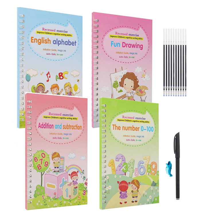 Magic Book, Vorschule Übungs Schreibheft mit hartem Stift und Rillen ENGLISCH o. SPANISCH