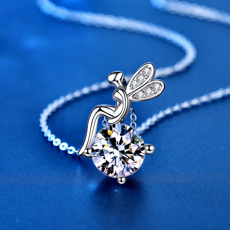 Moissanite 925 Sterling Silber FARCENT Halskette "Blumenfee" für Damen