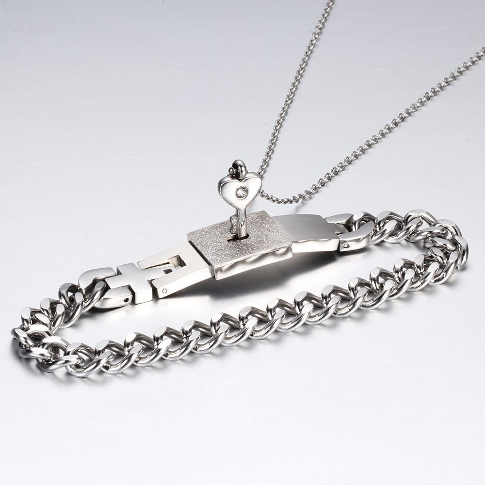 Unisex bracelet with necklace for couples