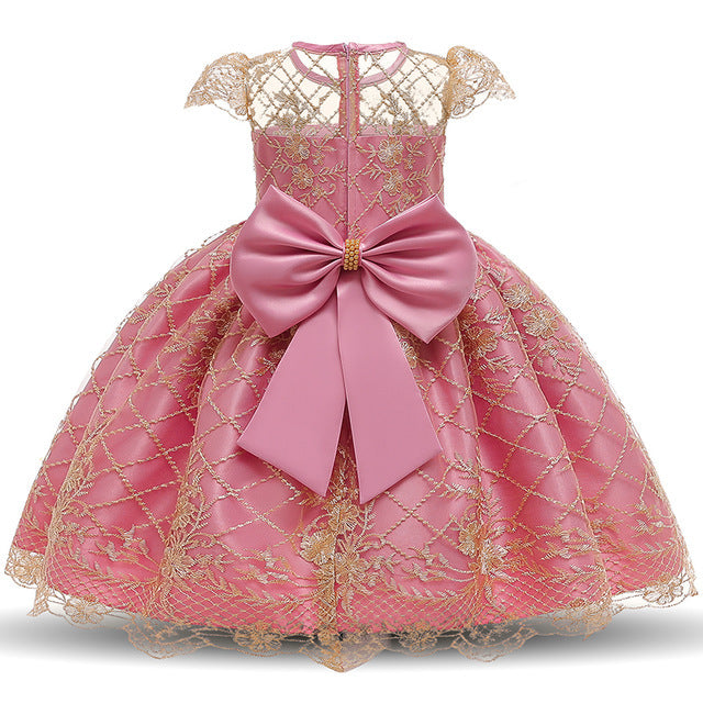 Mädchen Kurzärmliges Prinzessinnenkleid aus weicher Spitze