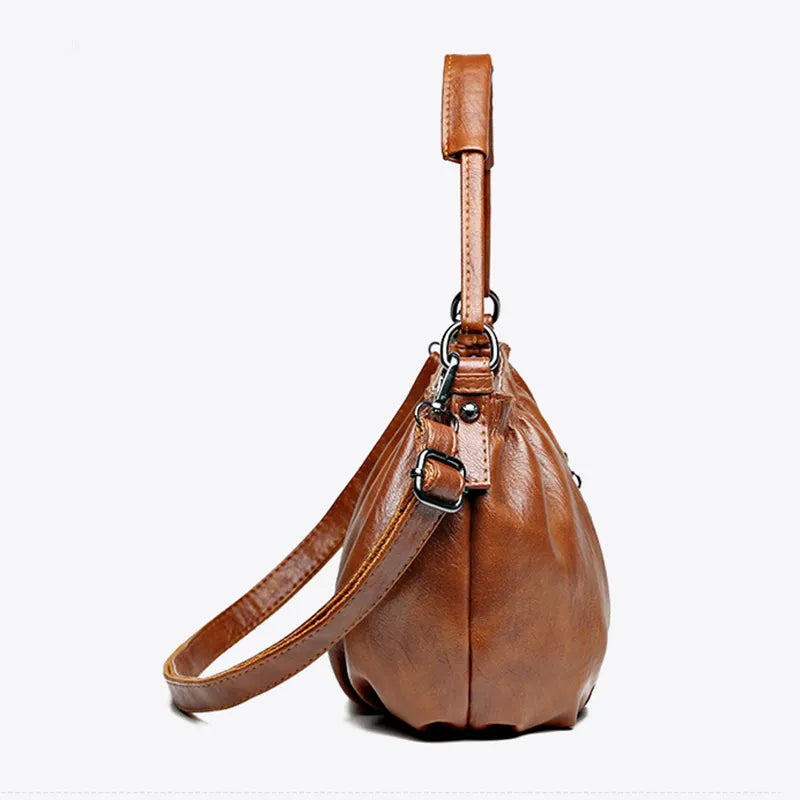 Retro Plissee Design Bucket Bag All-Match Umhängetaschen für Damen