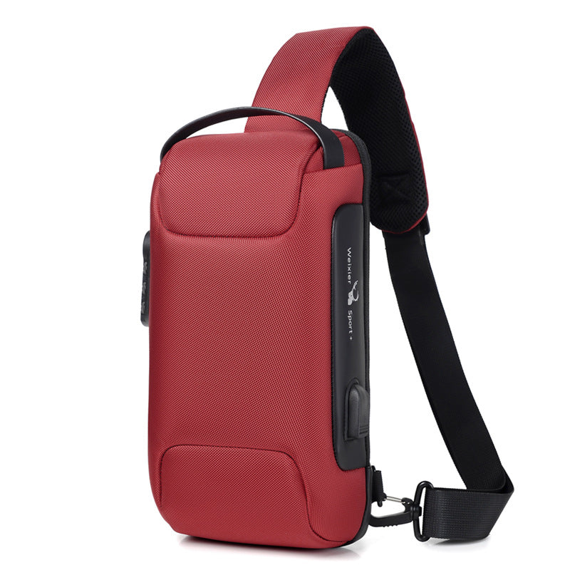 Wasserdichte USB Anti-diebstahl Tasche für Herren Oxford Crossbody Schultertasche Sling Multifunktions