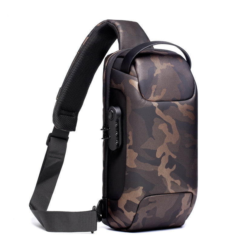 Wasserdichte USB Anti-diebstahl Tasche für Herren Oxford Crossbody Schultertasche Sling Multifunktions