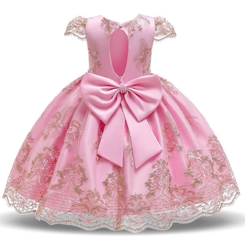 Mädchen Kurzärmliges Prinzessinnenkleid aus weicher Spitze