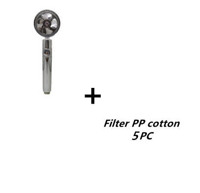 Propellergetriebener Duschkopf mit Stoptaste und Baumwollfilter, Hochdruck Handbrause mit Turbolader